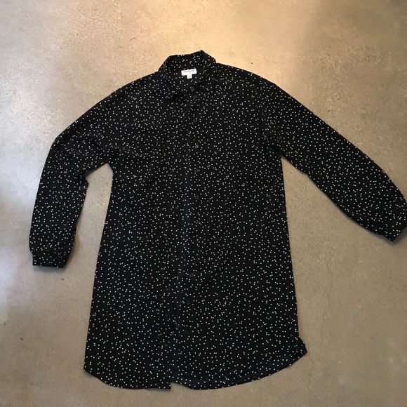 Frank & Oak Navy Polka Dot Shirt Dress - Picture 8 of 10